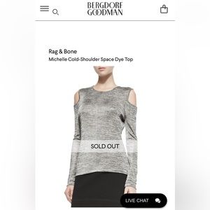 Rag & Bone Michelle Cold Shoulder Space Dye Long Sleeve Shirt, Small